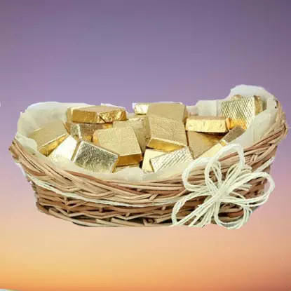 Handmade chocolate with basket