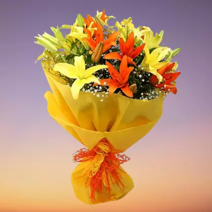 Florazone Spread Fresh Flowers Happiness Bouquet (Bunch of Lilies)