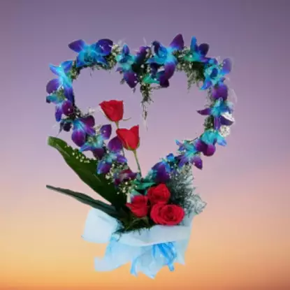 ROMANTIC HEART SHAPED ORCHIDS ARRANGEMENT
