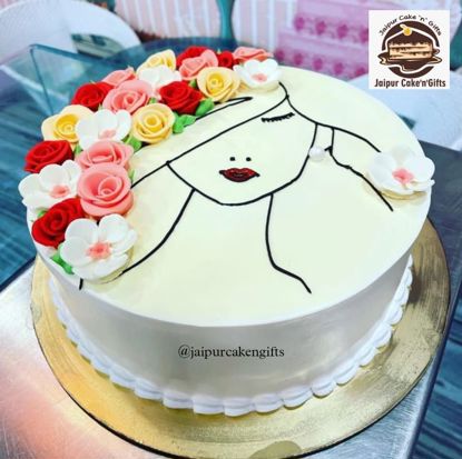 Picture of Flower Hair Cake Design