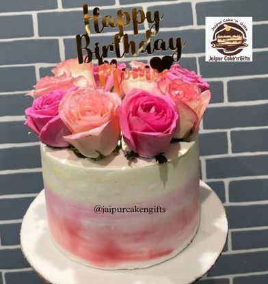 Picture of Peach Pink Flowers Cake