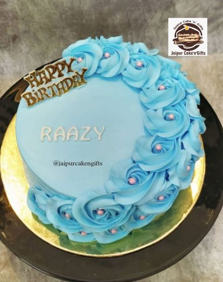 Picture of Simple Blue Floral cake